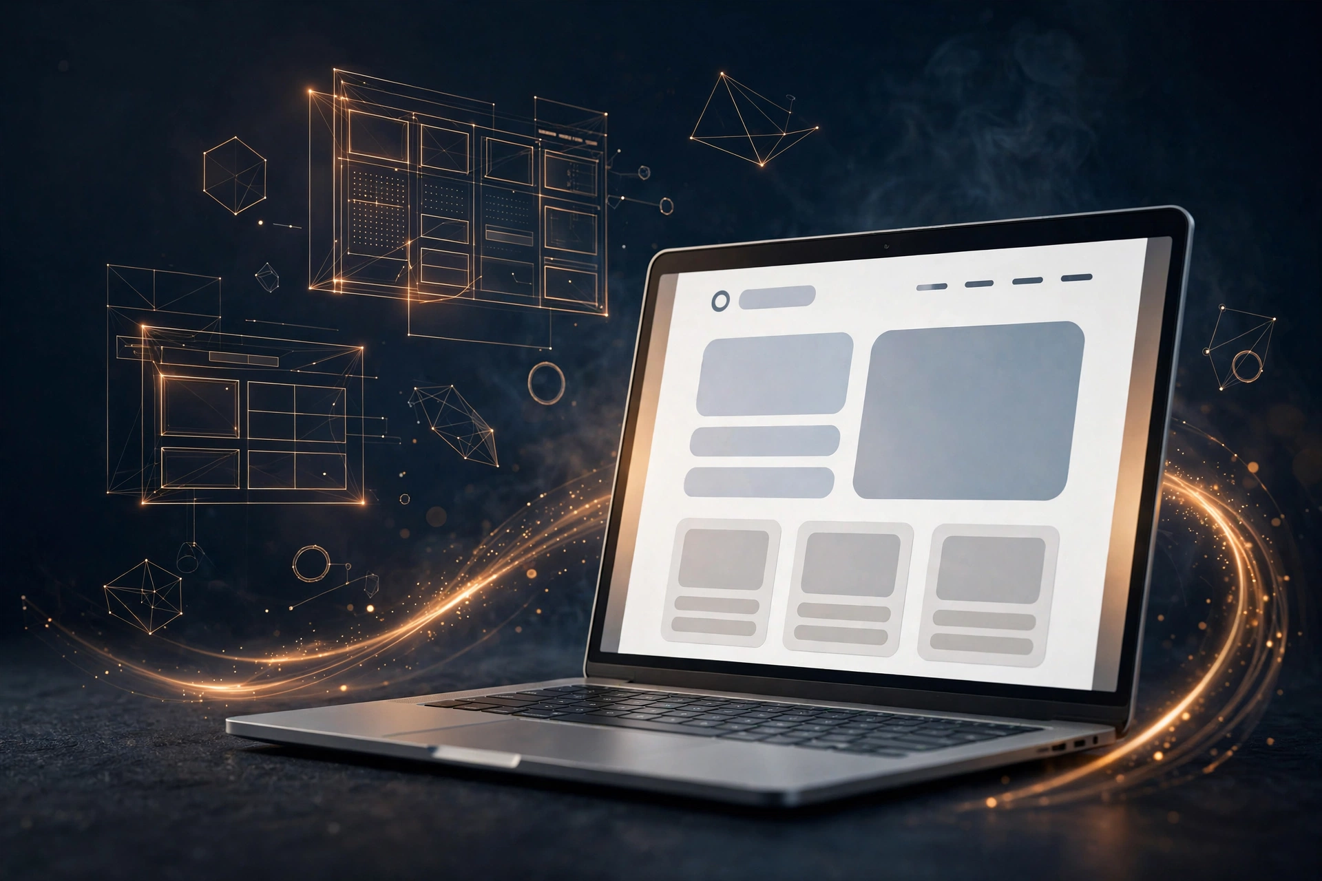 How to choose a web designer for a UK small business — laptop with website design mockup